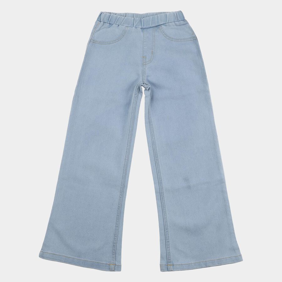 Girls Light Blue Wide Leg Pull-On Jeans, हल्का नीला, large