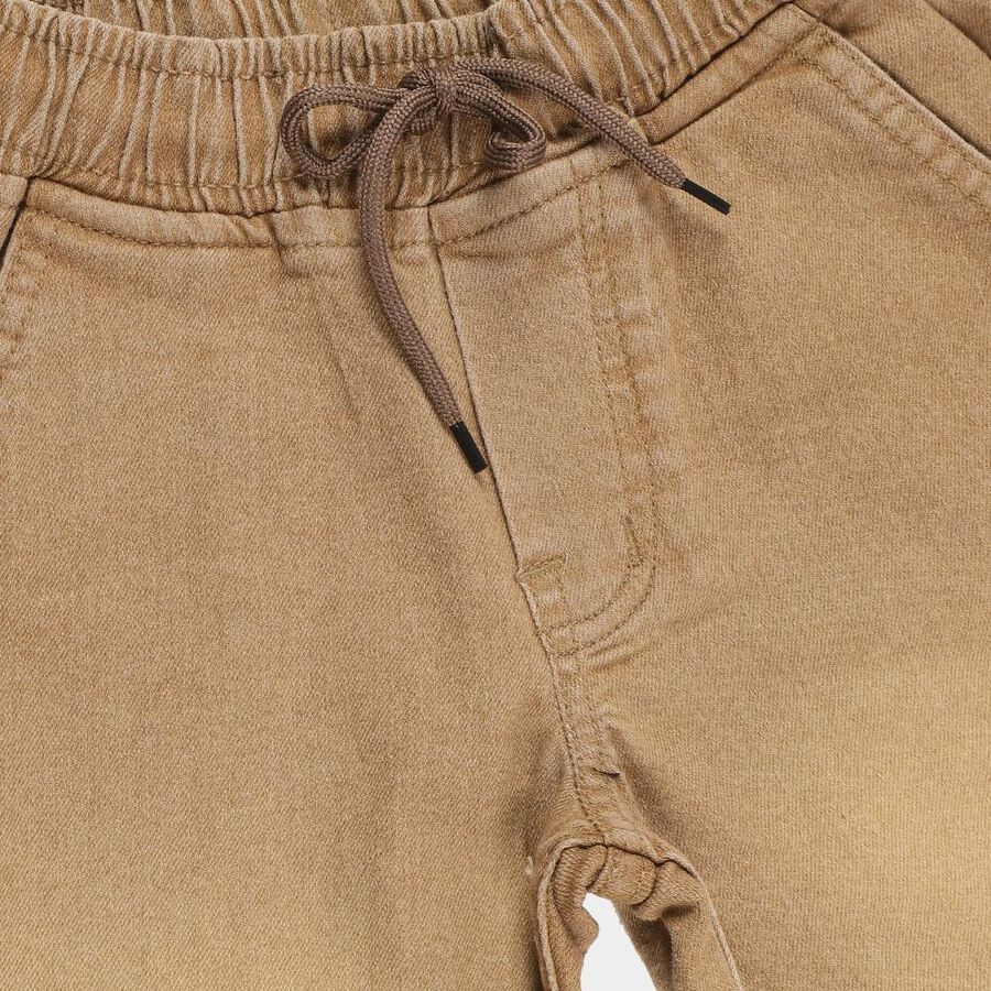 Boys' Camel Brown Slim Fit Jogger Jeans, Beige, large image number null