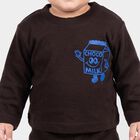 Infants' Brown Round Neck Graphic Baba Suit, Brown, small