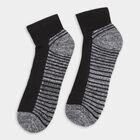 Men's Jet Black and Steel Blue Regular Fit Striped Ankle-Length Socks Pack of 3, मध्यम नीला, small image number null