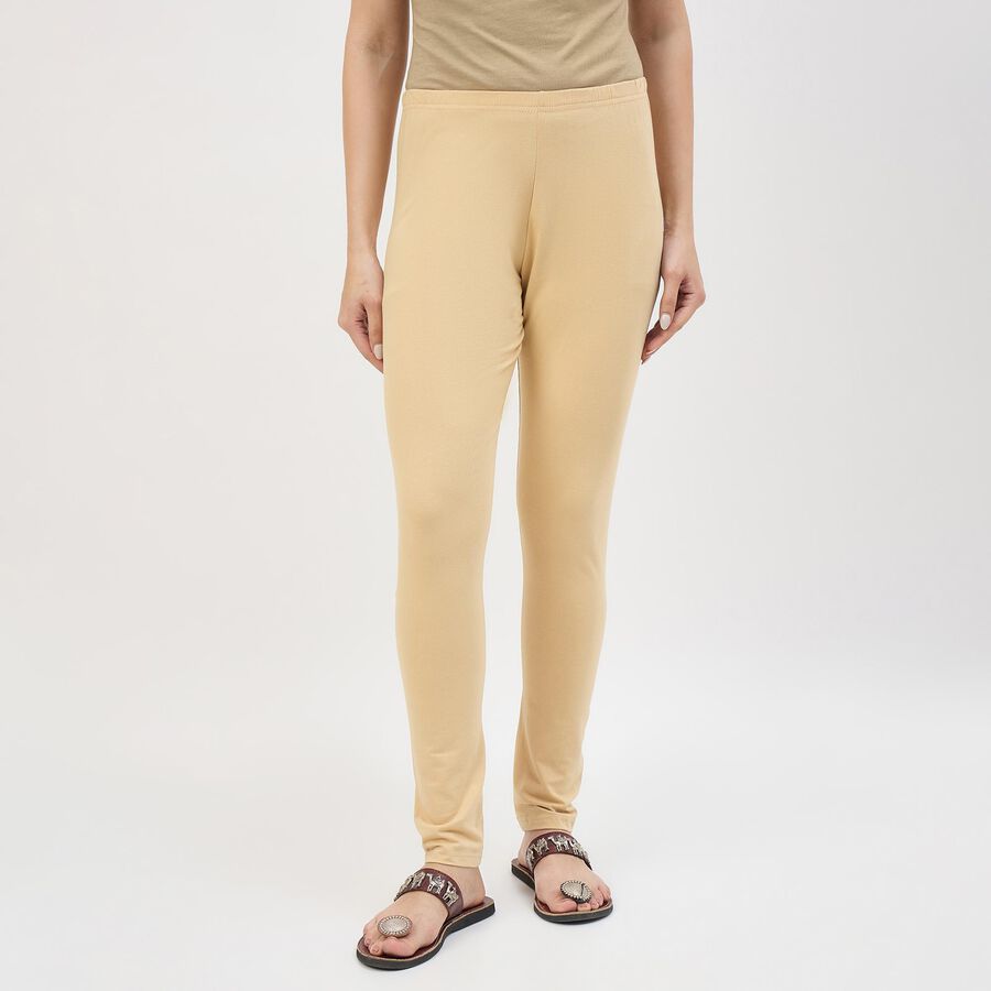 Women's Khaki Cotton Blend Plain Churidar, खाकी, large