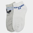 Boys' Ankle Length Pack of 2 Socks ( Grey, White ), सफ़ेद, small