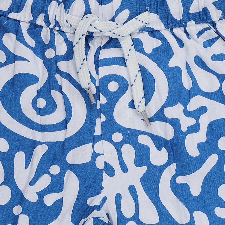 Boys' Blue Cotton Regular Fit Bermuda Shorts, Mid Blue, large