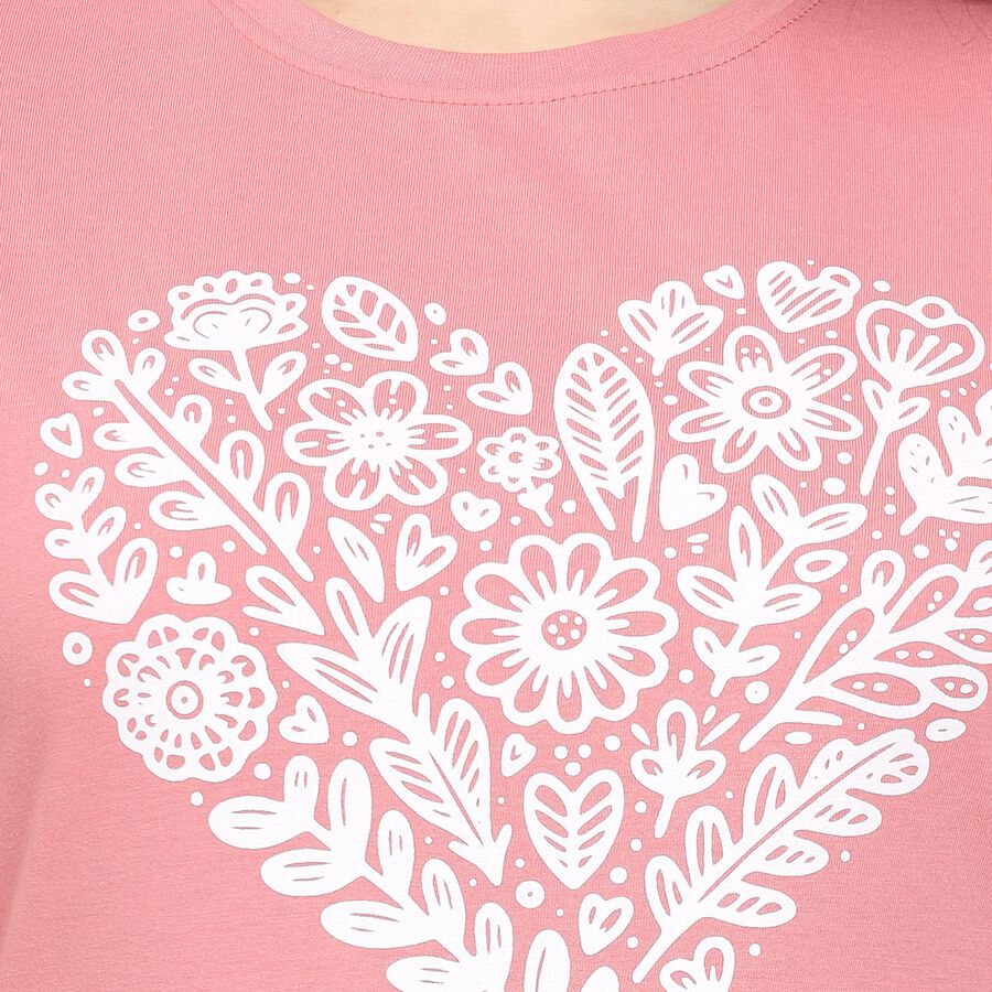 Ladies' Round Neck T-Shirt, Pink, large