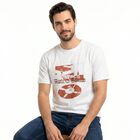 Men's White Cotton Round Neck Regular T-Shirt, सफ़ेद, small