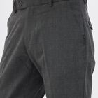 Men's Charcoal Grey Slim Fit Checkered Formal Trousers, Dark Grey, small image number null