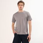 Men's Muted Grey Crew Neck Athleisure T-Shirt, Dark Grey, small