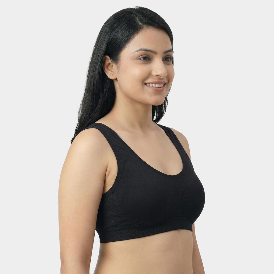 Women's Black Wireless Seamless Bralette, काला, large