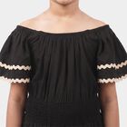 Girls' Black Off Shoulder Fit and Flare Dress, Black, small