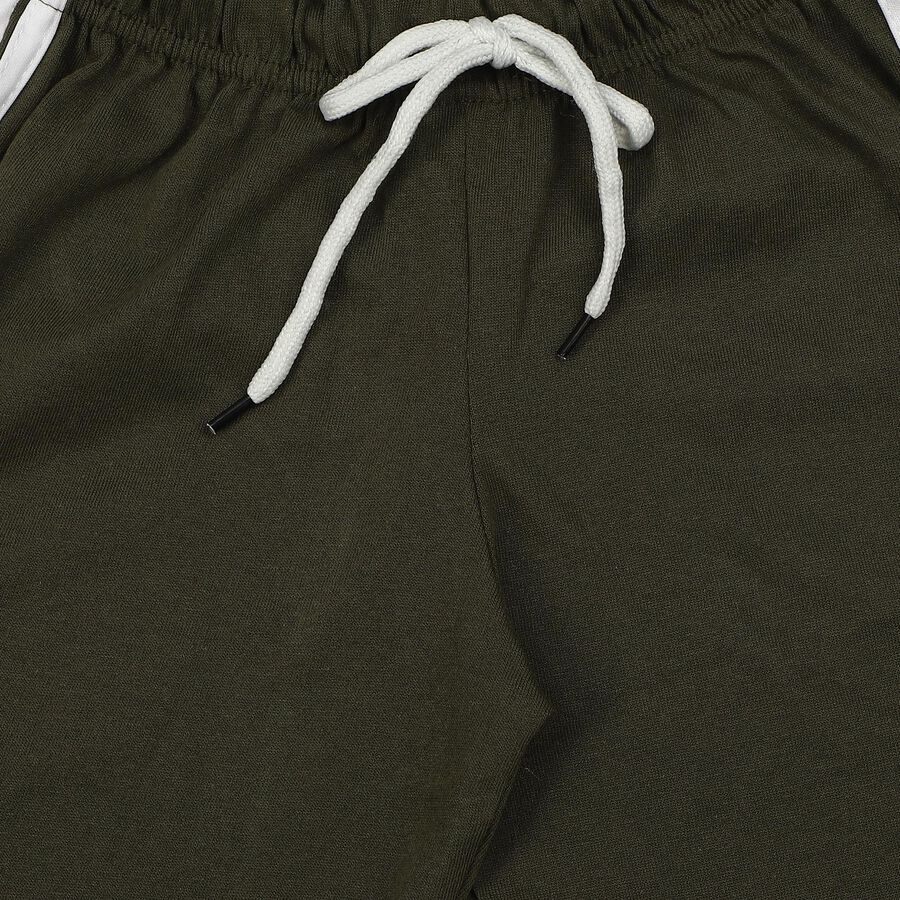Boys' Olive Green Regular Fit Side Stripe Jamaican Shorts, Olive, large