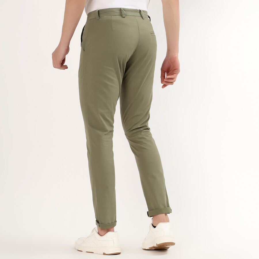 Men's Light Green Slim Fit Casual Trousers, हल्का हरा, large