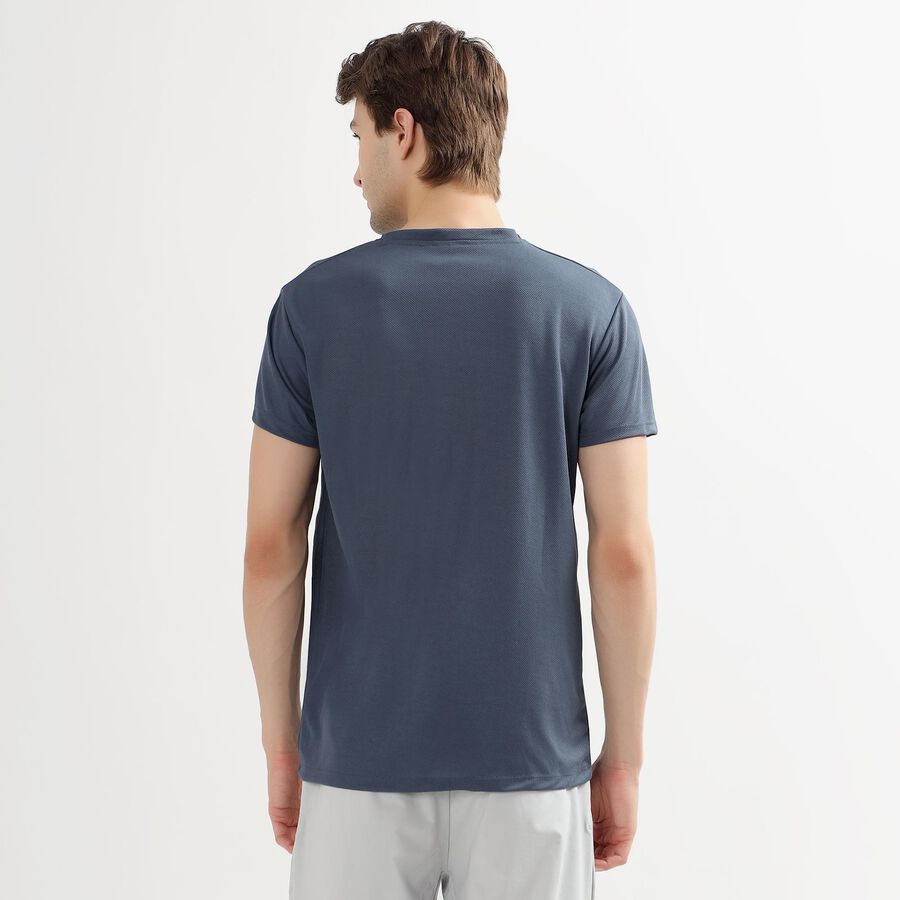 Men's Midnight Blue Crew Neck Slim Fit T-Shirt, Mid Blue, large image number null