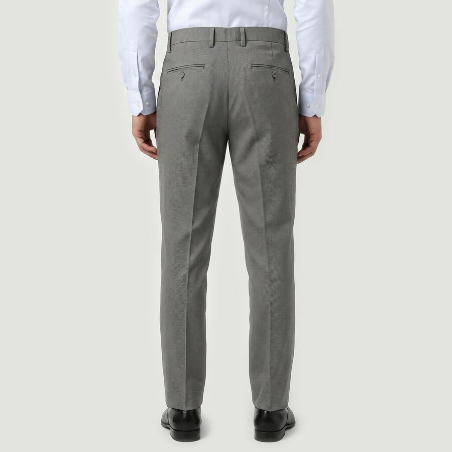 Men's Grey Slim Fit Flat-Front Formal Trousers, Light Grey, large