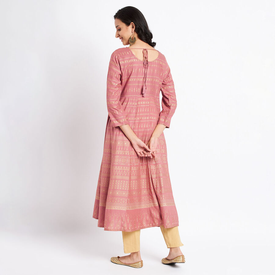 Solid 3/4th Sleeves Empire Line Kurta, Purple, large image number null