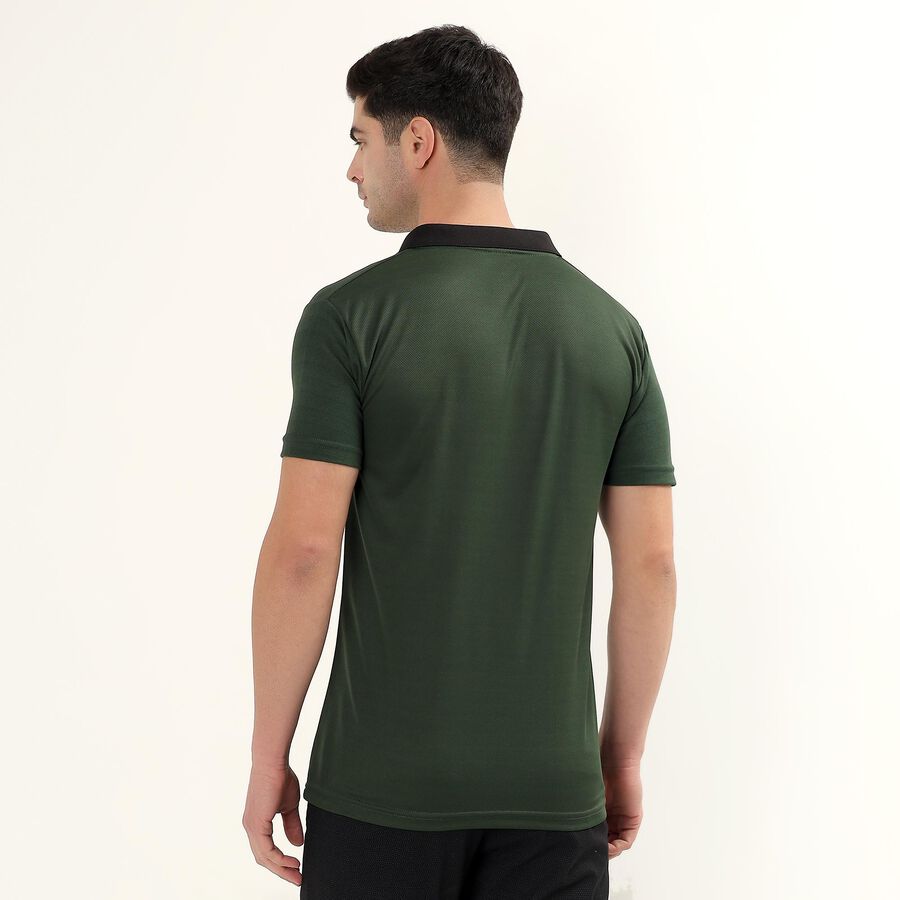 Men's Dark Olive Green Polo Neck Athleisure Polo T-Shirt, ओलिव, large