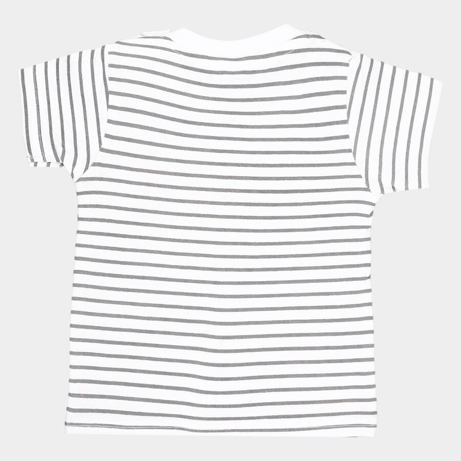 Infants Cotton Stripes T-Shirt, Off White, large image number null