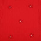 Girls' Red Round Neck Regular T-Shirt, लाल, small