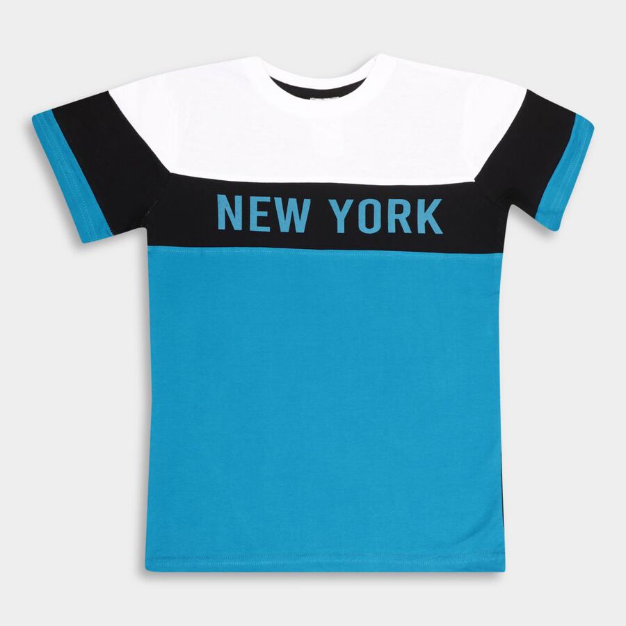 Boys' Cotton T-Shirt, टील ब्लू, large image number null