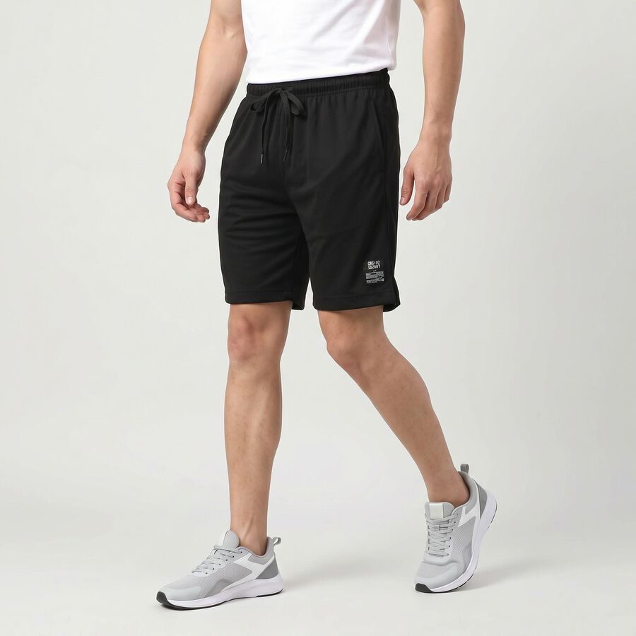 Men's Black Regular Fit Athletic Bermuda Shorts, काला, large