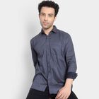 Cut Away Collar Party Wear Shirt, Navy Blue, small image number null
