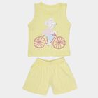 Infants Yellow Cotton Sleeveless Casual Shorts Set, Yellow, small