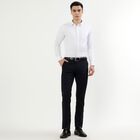 Men's Jet Black Slim Fit Flat-Front Formal Trousers, Navy Blue, small image number null