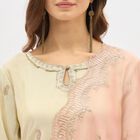 Women's Eggshell White Keyhole Neck Embroidered Kurta, Off White, small image number null