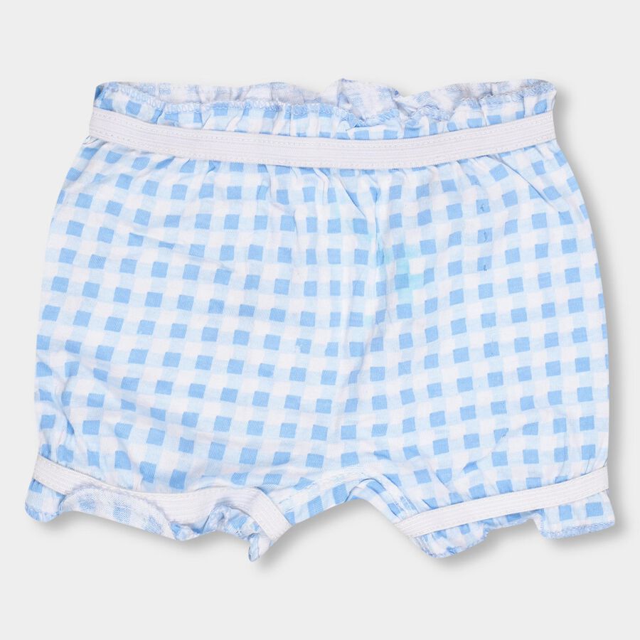 Girls' Light Sky Blue Regular Fit Gingham Check Bloomer, हल्का नीला, large image number null