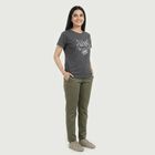 Women's Grey Round Neck Casual T-Shirt, Dark Grey, small