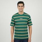Men's Green Round Neck Casual T-Shirt, Dark Green, small