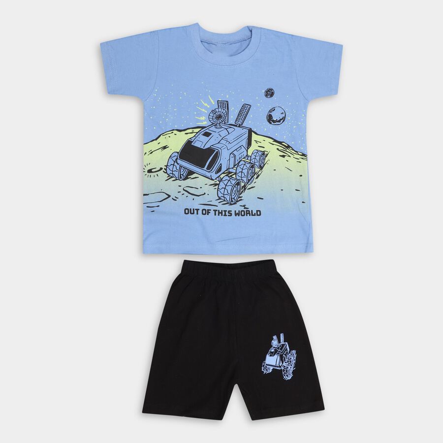 Boys' 100% Cotton Knit Baba Suit , Light Blue, large image number null