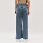 Women's Stonewashed Blue Wide-Leg High-Rise Jeans, मध्यम नीला, small image number null