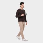 Men's Brown Round Neck Regular T-Shirt, भूरा, small
