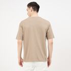 Men's Khaki Round Neck Graphic Print T-Shirt, Khaki, small