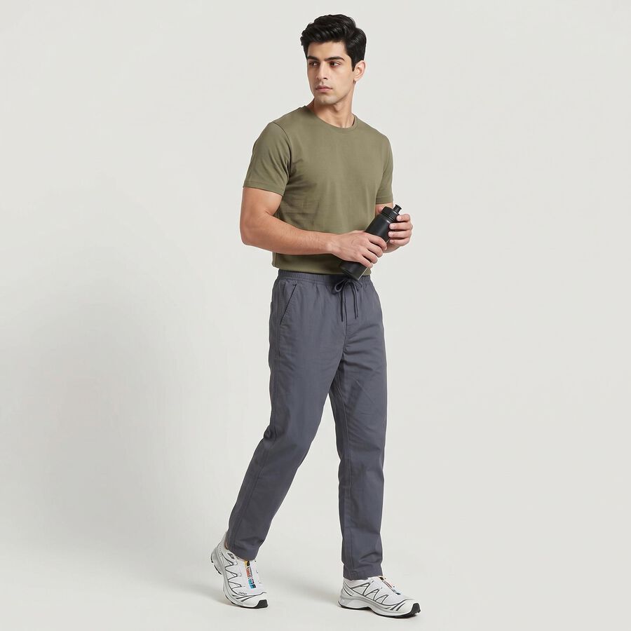 Men's Mid Blue Slim Fit Cargo Trousers, मध्यम नीला, large