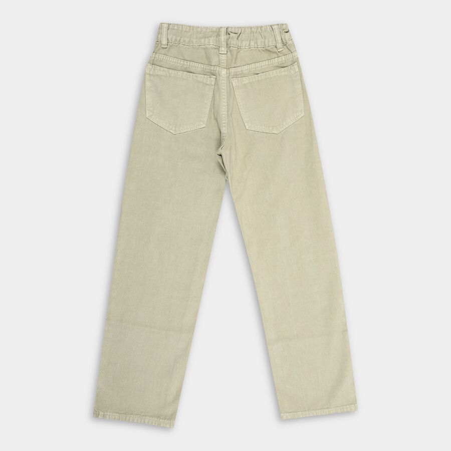 Girls' 100% Cotton Jeans, Light Green, large image number null