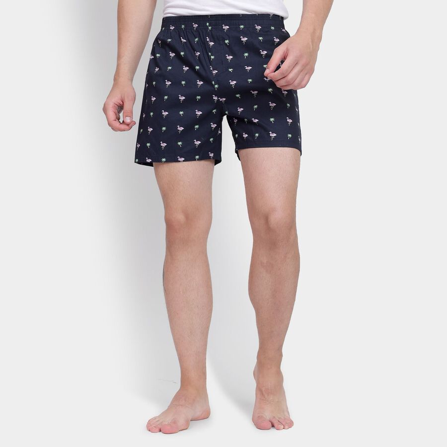 Men's 100% Cotton Boxers, Navy Blue, large image number null