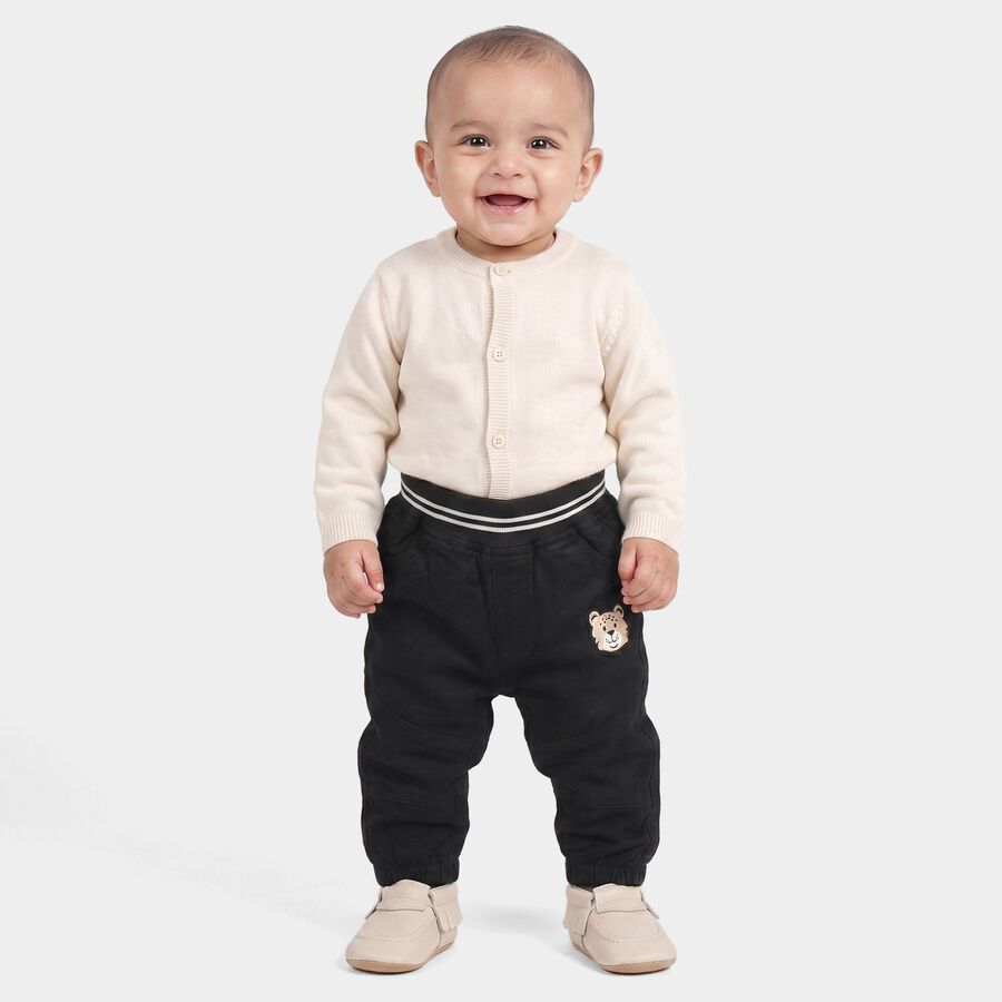 Infants' Black Regular Fit Jogger Trousers, काला, large