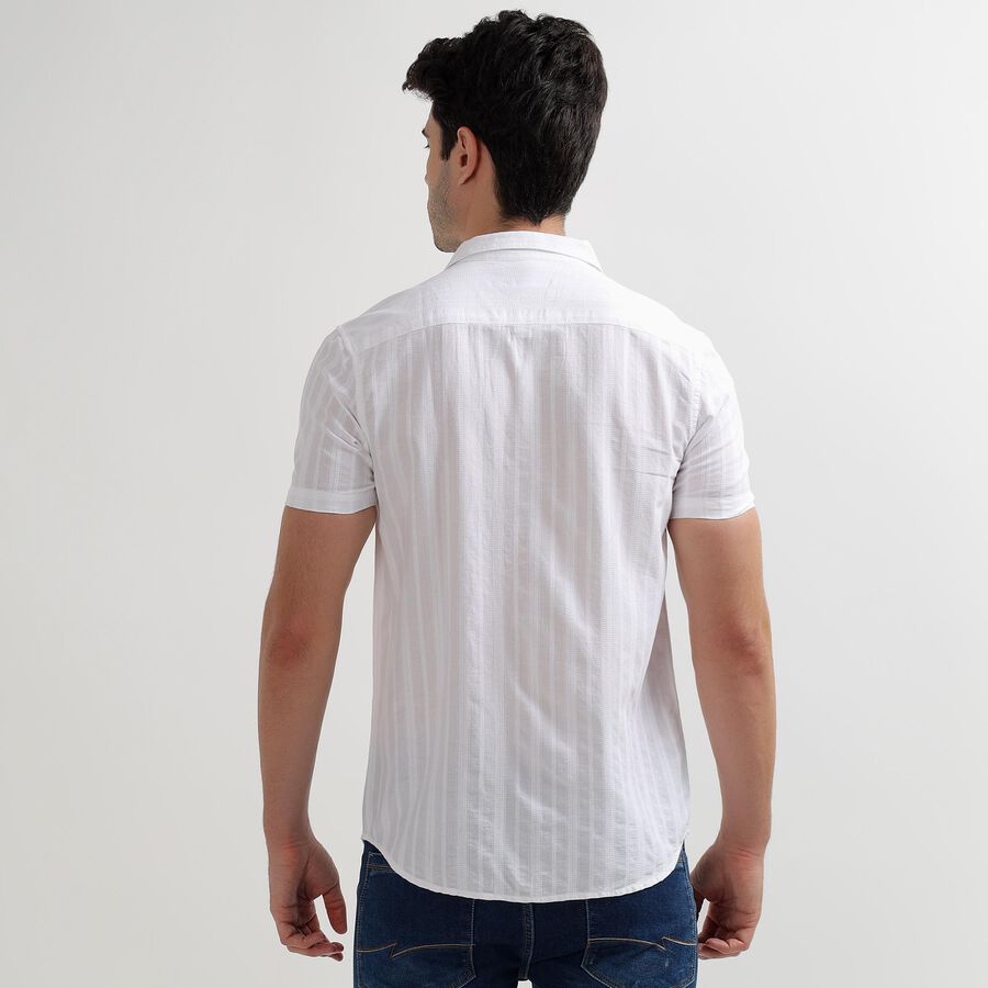 Men's White Cotton Regular Collar Casual Shirt, White, large image number null