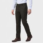 Men's Black Slim Fit Checked Formal Trousers, Black, small