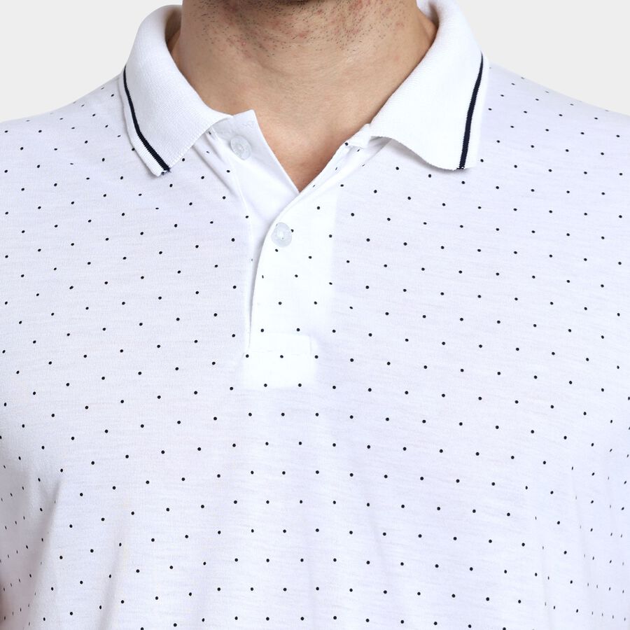 Men's Collared Half Sleeves T-Shirt, White, large image number null