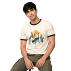 Men's White Round Neck Regular T-Shirt, Off White, small