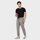 Men's Grey Athletic Fit Track Pants, हल्का ग्रे, small