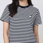 Women's Navy Blue Round Neck Regular T-Shirt, नेवी ब्लू, small