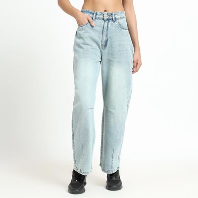 Women's Light Blue Wide Leg High Rise Jeans