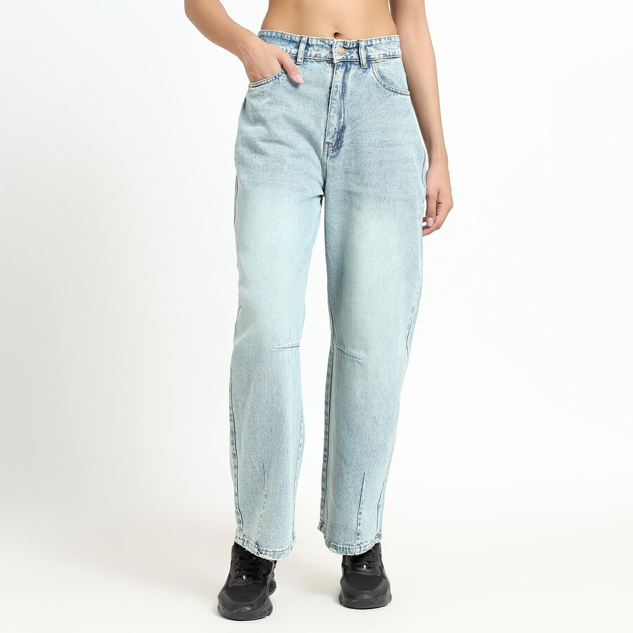 Women's Light Blue Wide Leg High Rise Jeans, Light Blue, large image number null