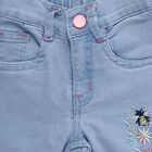 Girls' Light Blue Slim Fit Embroidered Jeans, हल्का नीला, small