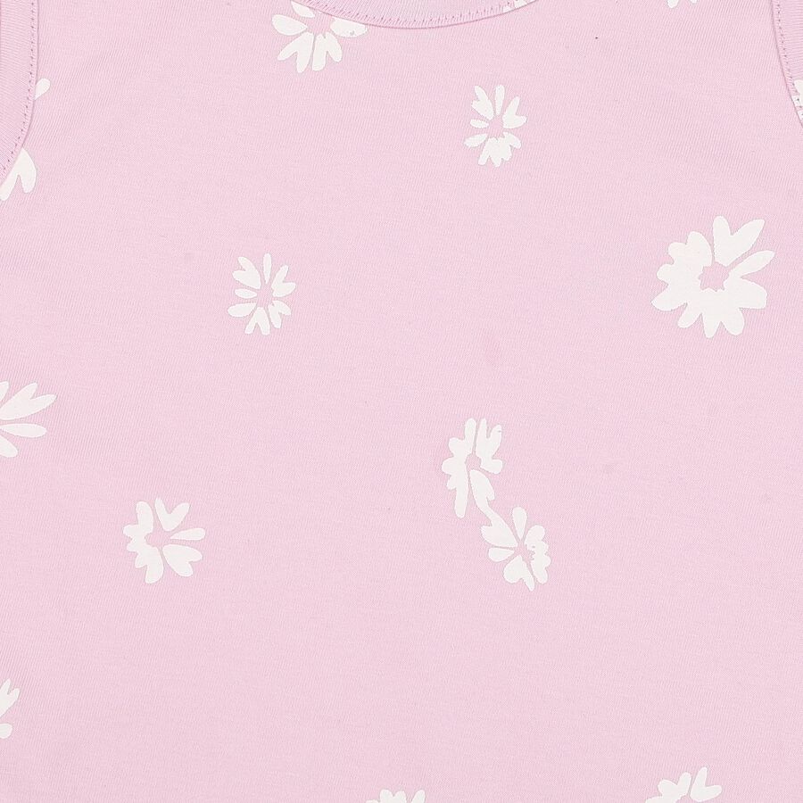Girls' Lilac A-Line Floral Printed Frock, लाइलेक, large