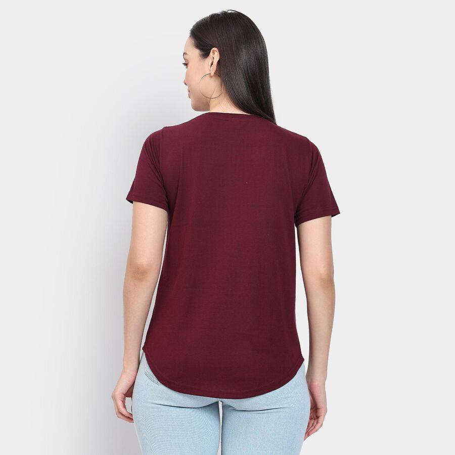 Ladies' Round Neck T-Shirt , Wine, large