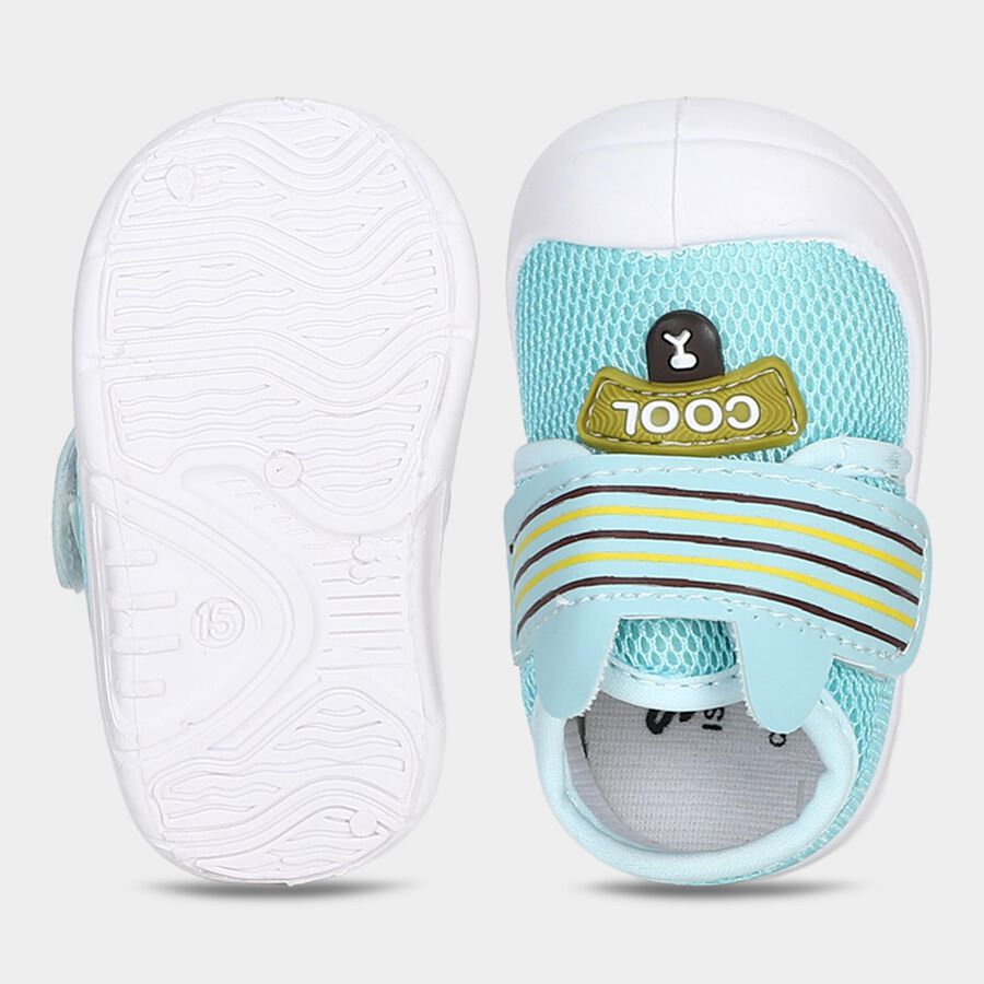 Boys' Light Blue Velcro Strap Sneakers, नीला, large